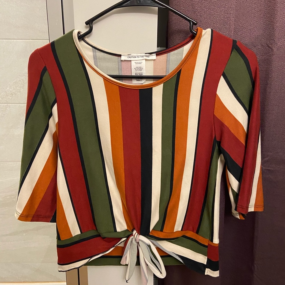 Striped Front Tie Top